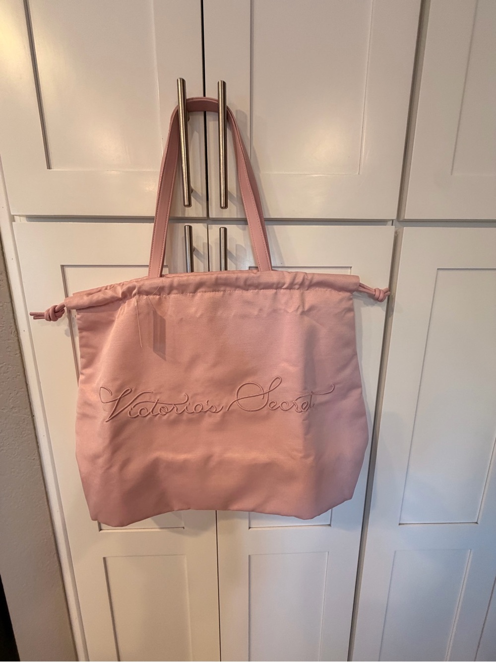 Victoria's Secret Dusty Pink Embroidered Drawstring Tote